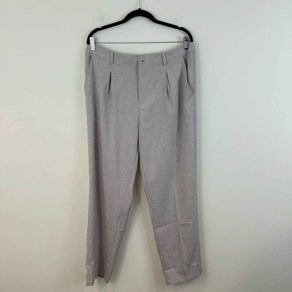 Runcati Men's Light Khaki Dress Pants Classic Tailored Fit Elastic Waist XL NWT
